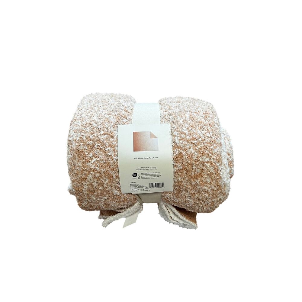 Threshold Reversible Ombre Cozy Feathery-Knit Throw Blanket Blush Pink Cream - Picture 4 of 8